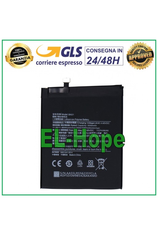 BN31 BATTERY FOR XIAOMI MI A1 Mi 5X REDMI S2 / Redmi NOTE 5A 3080 mAh BATTERY