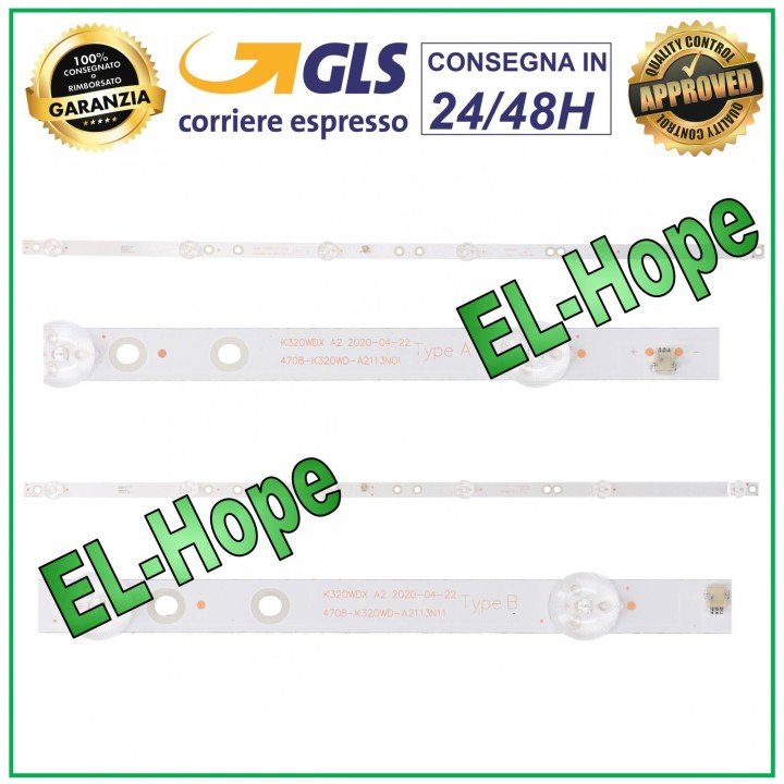 KIT 2 BARS 6 LEDs FOR 32  TV AKAI 4708-K320WD-A2113 N01 N11 K320WDX-A2 AKTV3225