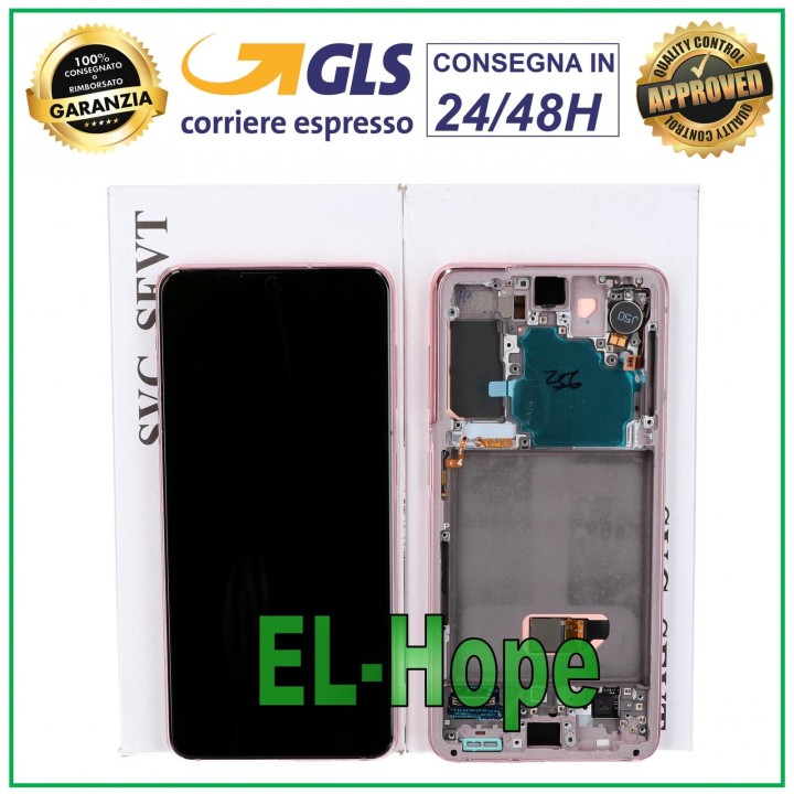 ORIGINAL FRAME DISPLAY SAMSUNG S21 SM G991 TOUCH SCREEN PINK PINK GH82-27255D