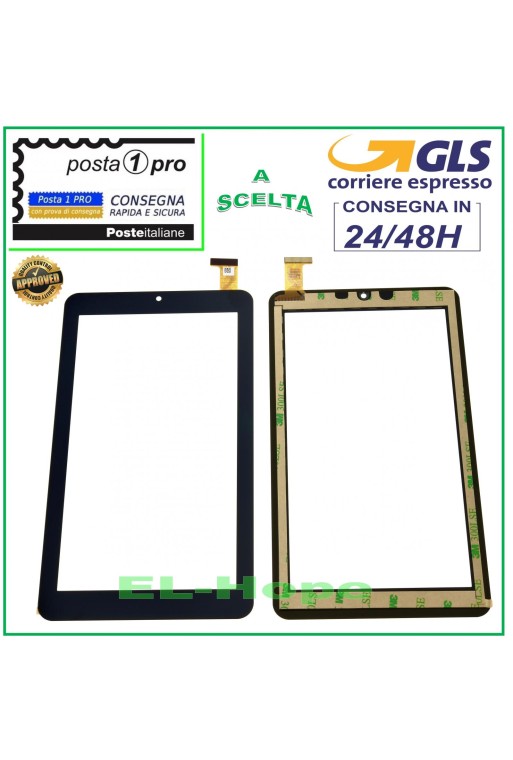 TOUCH SCREEN GLASS MEDIACOM 745GO SMARTPAD M-MP745GOV ORIGINAL BLACK