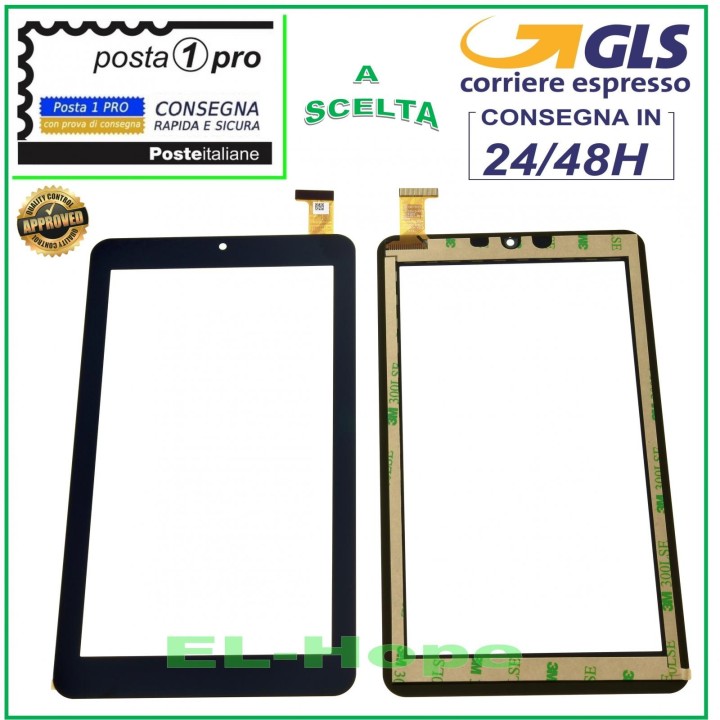 TOUCH SCREEN GLASS MEDIACOM 745GO SMARTPAD M-MP745GOV ORIGINAL BLACK