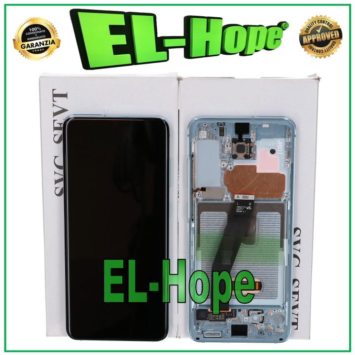 DISPLAY + ORIGINAL FRAME SAMSUNG S20 SM-G980 G981 TOUCH SCREEN BLUE GH82-22131D