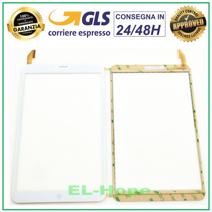 TOUCH SCREEN GLASS MEDIACOM SMARTPAD IYO 8 M-SP8AY M-SP8BY WHITE