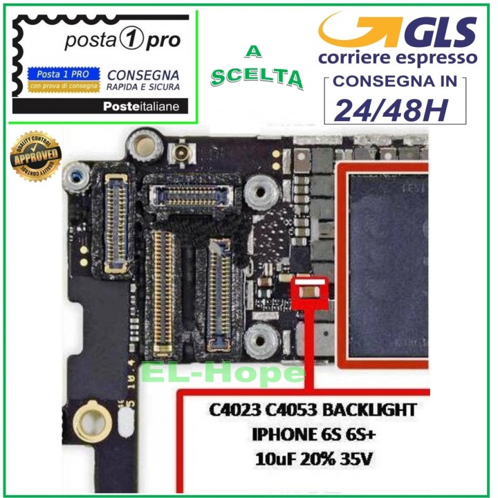 IC CHIP C4023 BACKLIGHT CAPACITOR FILTER IPHONE 6S 6S+ 10 uF 35 V