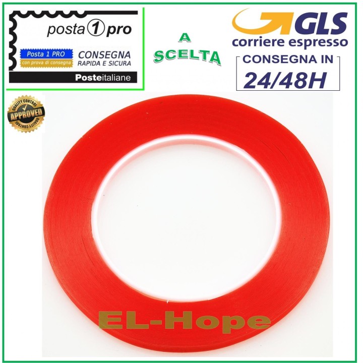 HIGH STRENGTH DOUBLE SIDED TAPE 5mm GLUES TOUCH SCREENS CELL PHONES TABLETS 25 METERS