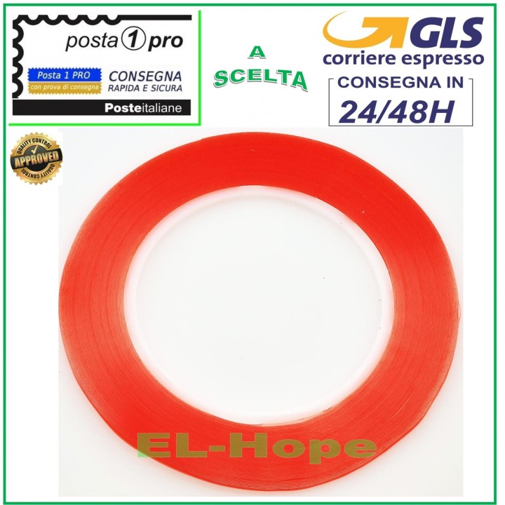 HIGH STRENGTH DOUBLE SIDED TAPE 2mm GLUES TOUCH SCREENS CELL PHONES TABLETS 25 METERS
