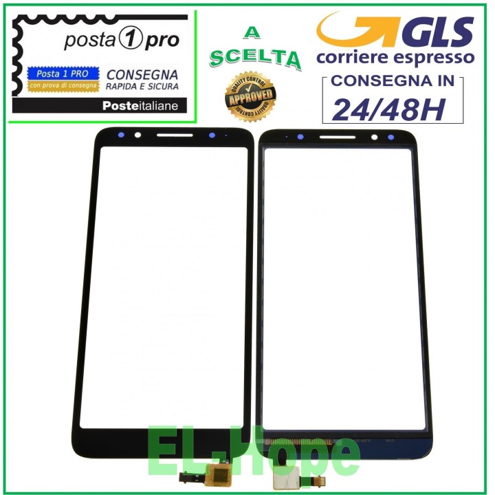 TOUCH SCREEN GLASS ALCATEL 1X OT-5059 OT5059D OT5059X ONE DIGITIZER BLACK GLASS