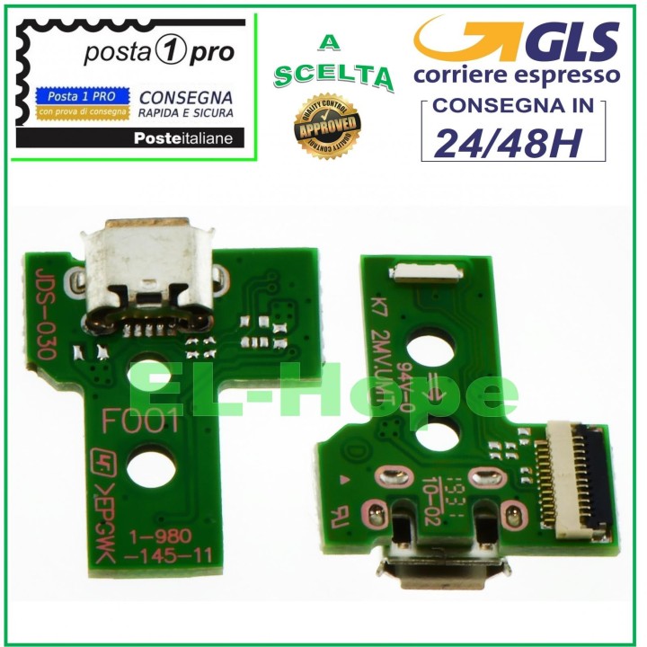 MICRO USB CHARGING CONNECTOR PCB 12 PIN JDS-030 FOR SONY PS4 JOYPAD CONTROLLER