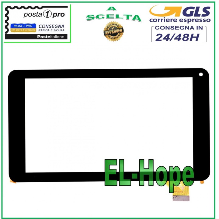 TOUCH SCREEN GLASS MEDIACOM 720GO SMARTPAD M-MP720GO DIGITIZER ORIGINAL BLACK