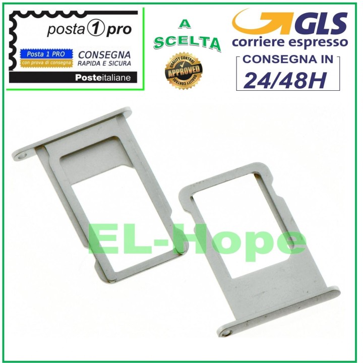 SLOT CART COMPARTMENT HOLDER NANO SIM CARD APPLE IPHONE 6S 6S+ PLUS SILVER