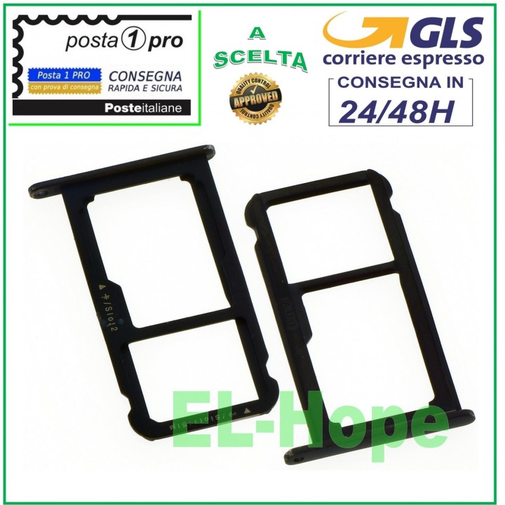 SLOT CART COMPARTMENT NANO SIM CARD + MICRO SD HUAWEI P8 LITE 2017 PRA-LX1 BLACK