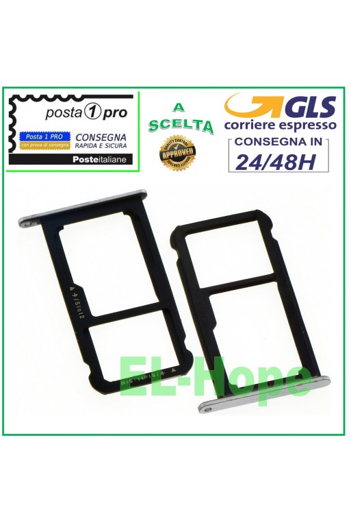 SLOT CART COMPARTMENT NANO SIM CARD + MICRO SD HUAWEI P8 LITE 2017 PRA-LX1 SILVER