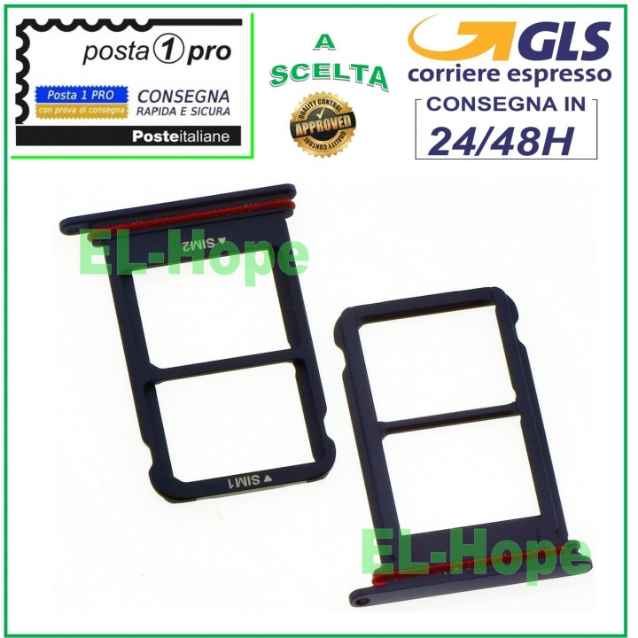SLOT CART COMPARTMENT NANO DUAL SIM CARD FOR HUAWEI MATE 10 PRO BLA-L09 L29 BLACK