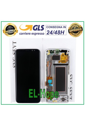 ORIGINAL FRAME LCD DISPLAY SAMSUNG GALAXY S8 SM-G950 G950 F TOUCH SCREEN SILVER