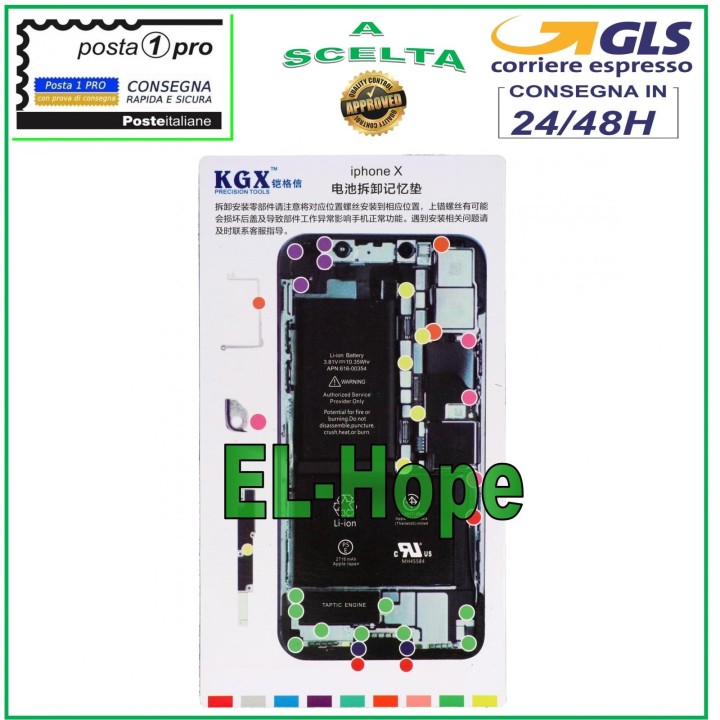 MAGNETIC ISCREWS PAD MAT ILLUSTRATED FOR DISMANTLING APPLE IPHONE X SCREWS