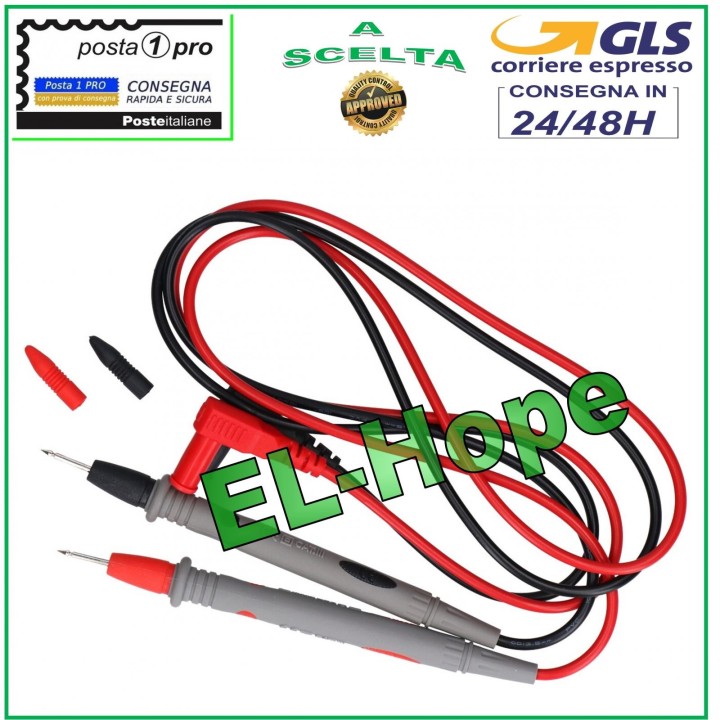PAIR OF PIN PROBES FOR PROFESSIONAL MULTIMETER TESTERS CAT III 1000V 10A