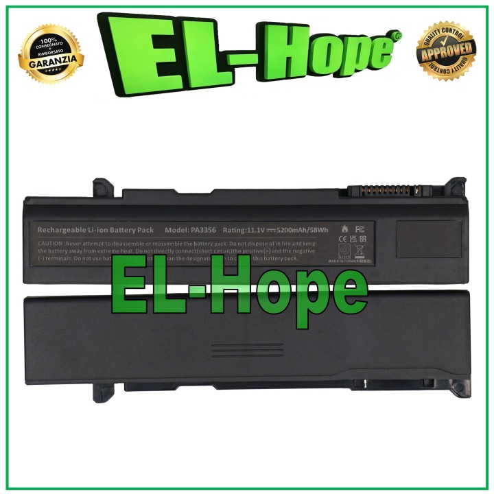 TOSHIBA PA3356 5200 mAh 11.1V 58 Wh BLACK NOTEBOOK BATTERY EQUAL TO ORIGINAL