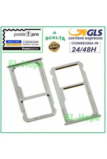 SLOT CARRIAGE COMPARTMENT NANO SIM CARD + MICRO SD FOR HUAWEI MATE 8 NXT-L29 SILVER