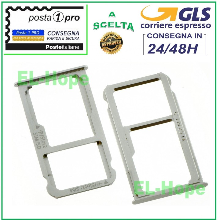SLOT CARRIAGE COMPARTMENT NANO SIM CARD + MICRO SD FOR HUAWEI MATE 8 NXT-L29 SILVER