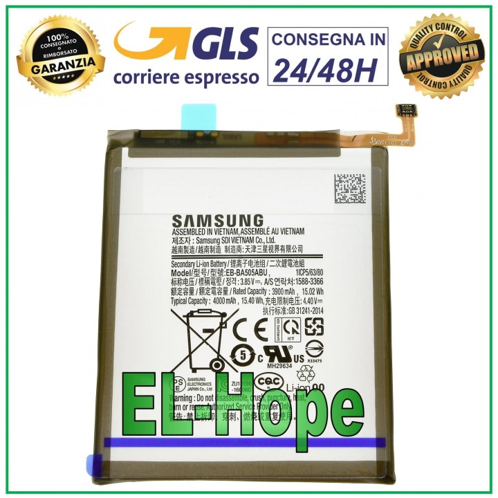 ORIGINAL BATTERY SERVICE PACK SAMSUNG GALAXY A20 SM-A205F EB-BA505ABU 4000 mAh