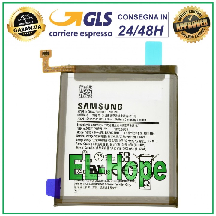 ORIGINAL BATTERY SERVICE PACK SAMSUNG GALAXY A20E SM-A202F EB-BA202ABU 3000mAh