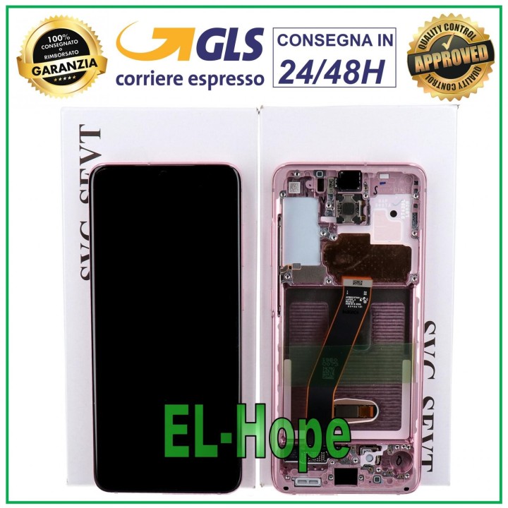 ORIGINAL FRAME DISPLAY SAMSUNG S20 SM-G980 G981 TOUCH SCREEN PINK GH82-22131D