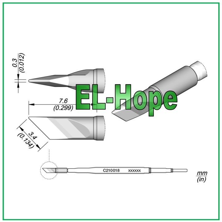 CARTRIDGE C210018 JBC CARTRIDGE KNIFE 3.4 X 0.3 ORIGINAL SOLDERING IRON TIP