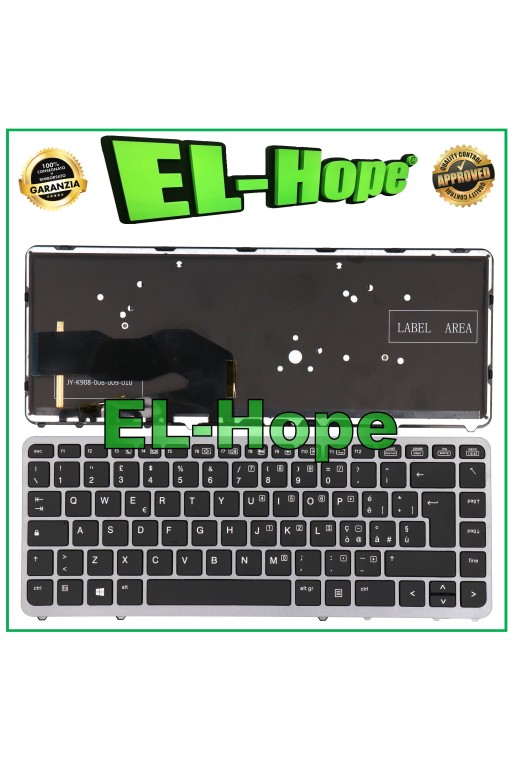 HP ELITEBOOK 840 G1 G2/ 850 G1 G2 FRAME SILVER BACKLIT ITALIAN KEYBOARD