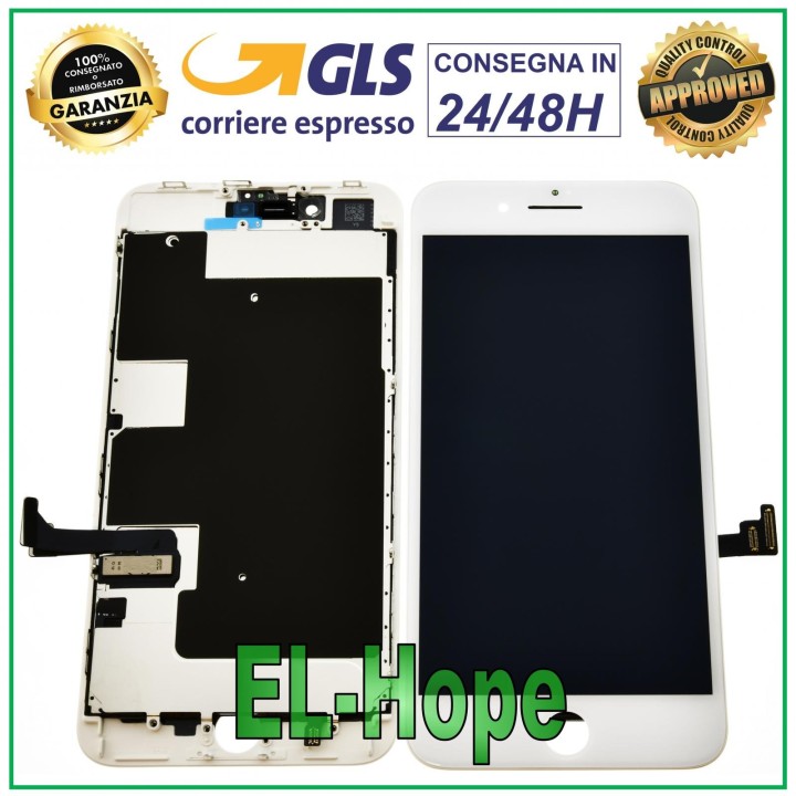 LCD DISPLAY FOR APPLE IPHONE 8 PLUS TOUCH SCREEN WHITE GLASS EQUAL TO ORIGINAL
