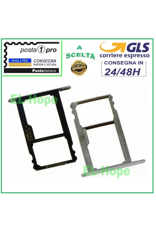 SLOT CARRIAGE COMPARTMENT NANO SIM CARD + MICRO SD FOR HUAWEI MATE 7 MT7-TL10 SILVER