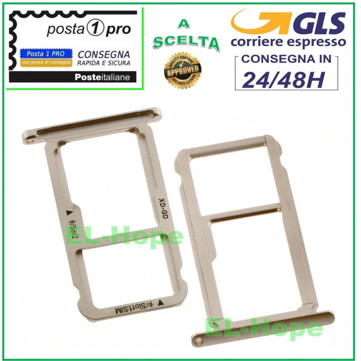 SLOT CART COMPARTMENT NANO SIM CARD + MICRO SD FOR HUAWEI HONOR 6X PINK GOLD