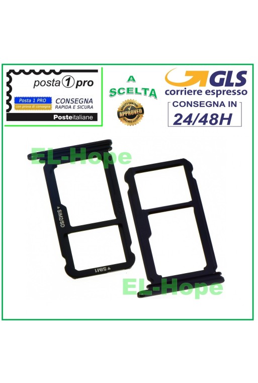 SLOT CARRIAGE COMPARTMENT NANO SIM CARD + MICRO SD READER FOR HUAWEI P10+ PLUS BLACK