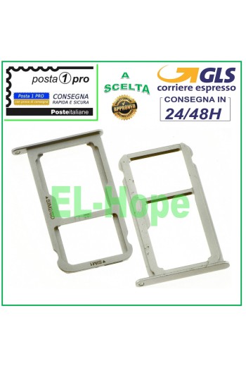 SLOT CART COMPARTMENT NANO SIM CARD + MICRO SD HUAWEI P9 EVA-L09 L19 L29 SILVER