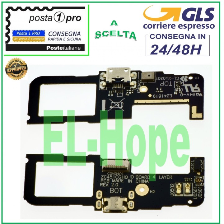 CHARGING CONNECTOR ASUS ZENFONE C ZC451CG MICROPHONE FLAT FLEX DOCK CHARGING