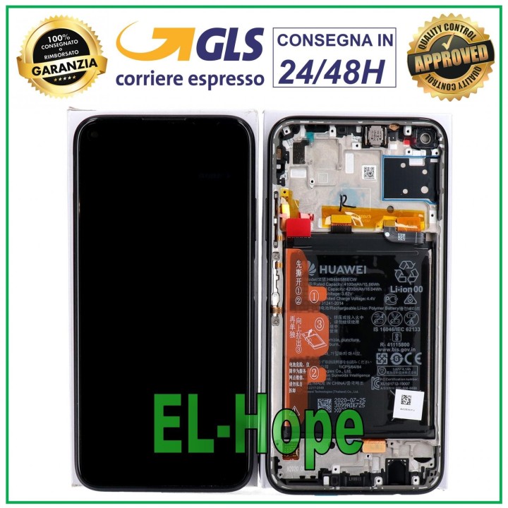 ORIGINAL LCD DISPLAY FRAME BATTERY HUAWEI P40 LITE JNY-L21A JNY-LX1 TOUCH BLACK