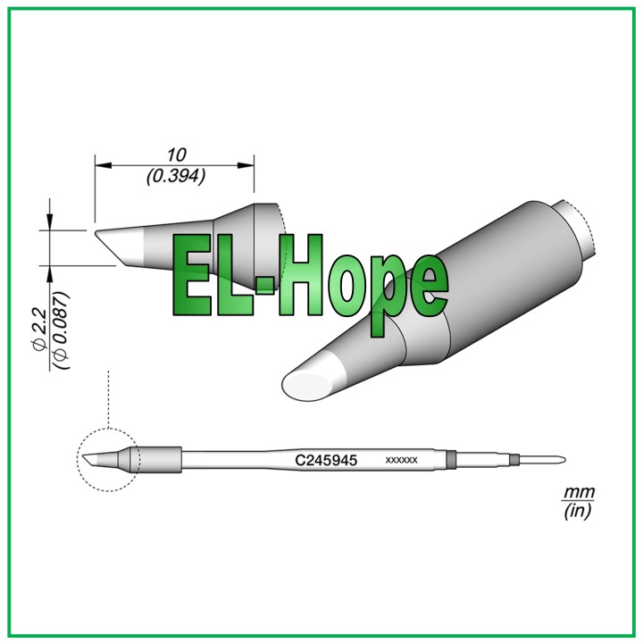 CARTRIDGE C245945 JBC CARTRIDGE BEVEL 2.2 mm ORIGINAL SOLDERING IRON TIP