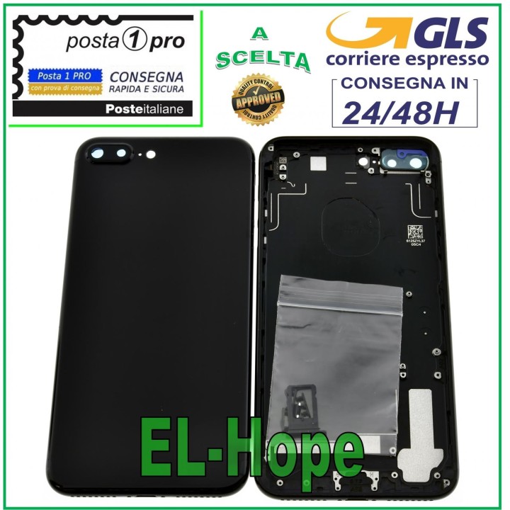 BACK BODY FRAME FOR APPLE IPHONE 7 PLUS CASE COVER GLOSSY BLACK