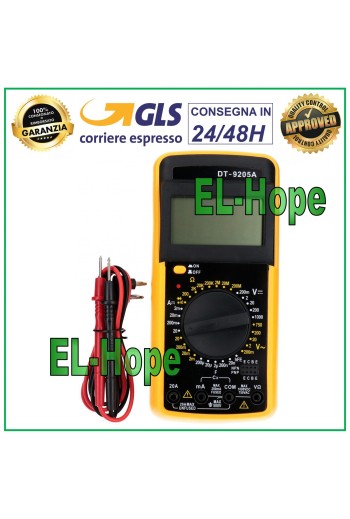 PROFESSIONAL DIGITAL MULTIMETER TESTER DT9205A + PAIR OF VOLT AMPERE PROBES