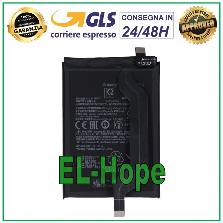 BATTERY BM57 FOR XIAOMI REDMI NOTE 10 PRO 5000 mAh BATTERY EQUAL TO ORIGINAL