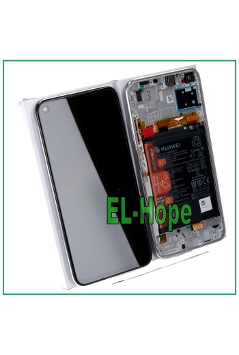 ORIGINAL FRAME LCD DISPLAY + BATTERY HUAWEI P40 LITE JNY-L21 LX1 TOUCH SILVER