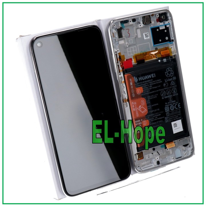 ORIGINAL FRAME LCD DISPLAY + BATTERY HUAWEI P40 LITE JNY-L21 LX1 TOUCH SILVER