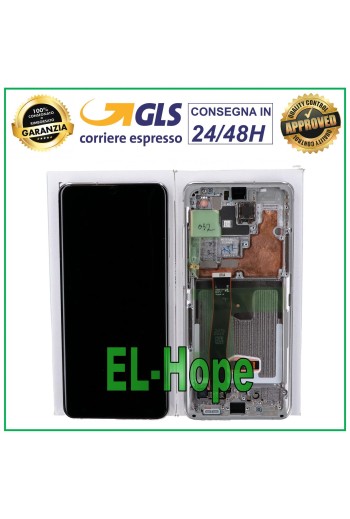 ORIGINAL FRAME LCD DISPLAY SAMSUNG GALAXY S20 ULTRA SM-G988 TOUCH SCREEN WHITE