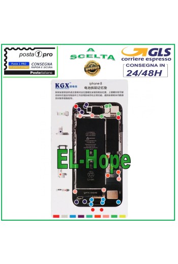 MAGNETIC ISCREWS PAD MAT ILLUSTRATED FOR DISMANTLING APPLE IPHONE 8 SCREWS