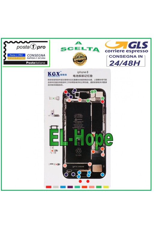 MAGNETIC ISCREWS PAD MAT ILLUSTRATED FOR DISMANTLING APPLE IPHONE 8 SCREWS