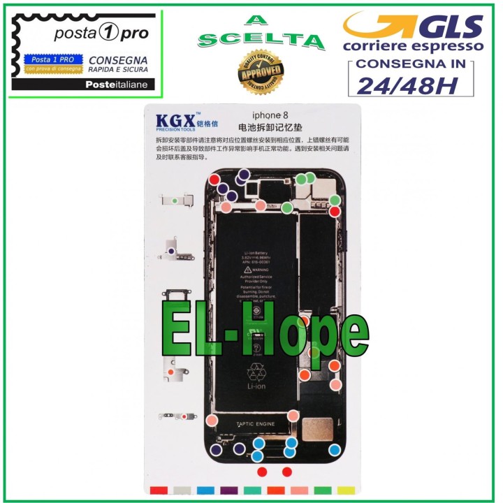MAGNETIC ISCREWS PAD MAT ILLUSTRATED FOR DISMANTLING APPLE IPHONE 8 SCREWS
