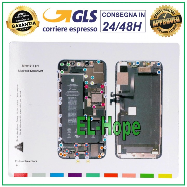 ISCREWS PAD MAGNETIC MAT ILLUSTRATED FOR DISMANTLING APPLE IPHONE 11 PRO SCREWS