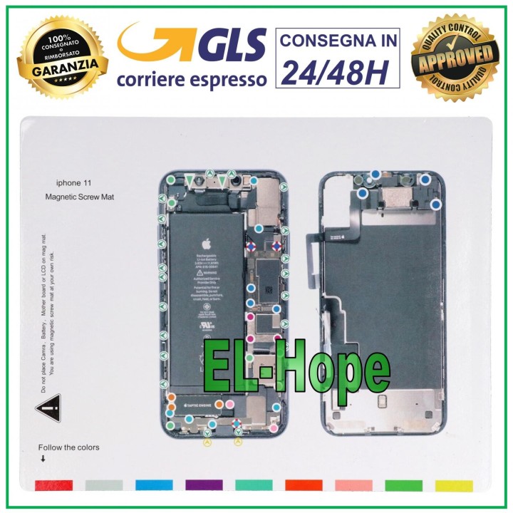 MAGNETIC ISCREWS PAD MAT ILLUSTRATED FOR DISMANTLING APPLE IPHONE 11 SCREWS