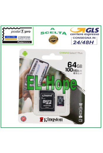ORIGINAL KINGSTON MICRO SD 64GB 100MB/s MEMORY CARD EXTERNAL MEMORY CARD