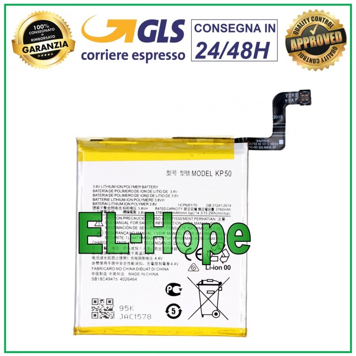 KP50 BATTERY FOR MOTOROLA MOTO ONE ZOOM XT2010 BATTERY 4000 mAh