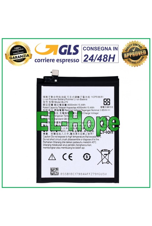 BL270 BATTERY FOR MOTOROLA MOTO E5 XT1944 / LENOVO K6 NOTE 4000 mAh